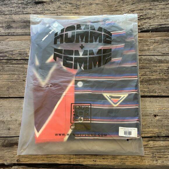 NEW Homme Femme Double Pattern Button Down Split Shirt Men’s Size Small - Picture 6 of 7